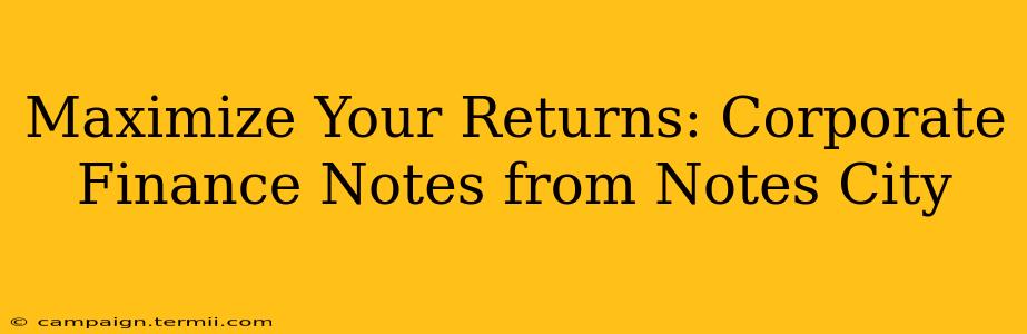 Maximize Your Returns: Corporate Finance Notes from Notes City