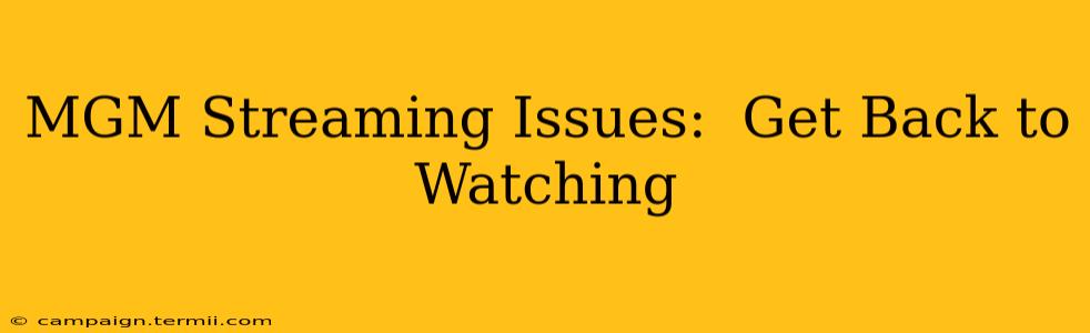 MGM Streaming Issues:  Get Back to Watching