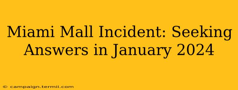 Miami Mall Incident: Seeking Answers in January 2024