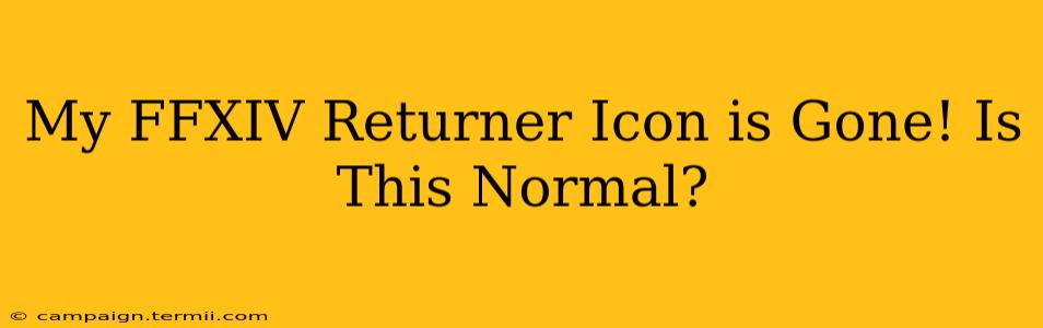 My FFXIV Returner Icon is Gone! Is This Normal?