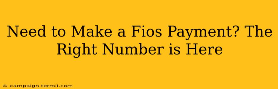 Need to Make a Fios Payment? The Right Number is Here