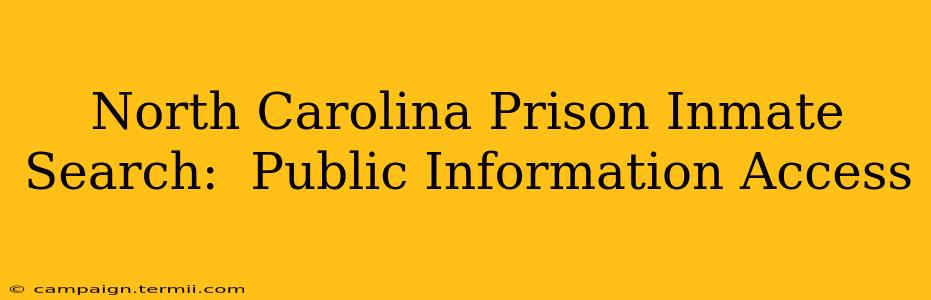 North Carolina Prison Inmate Search:  Public Information Access