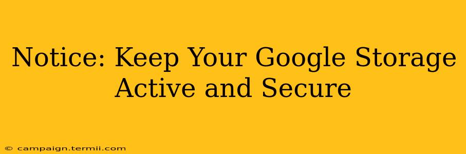 Notice: Keep Your Google Storage Active and Secure