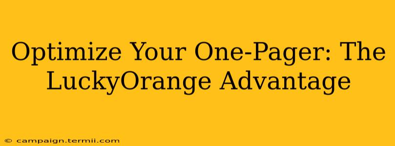 Optimize Your One-Pager: The LuckyOrange Advantage