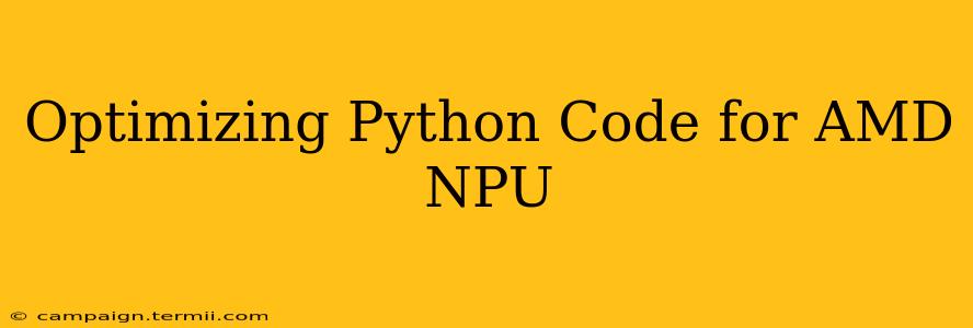 Optimizing Python Code for AMD NPU