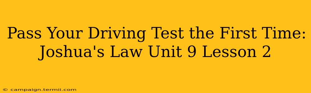 Pass Your Driving Test the First Time: Joshua's Law Unit 9 Lesson 2