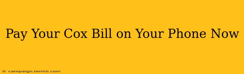 Pay Your Cox Bill on Your Phone Now