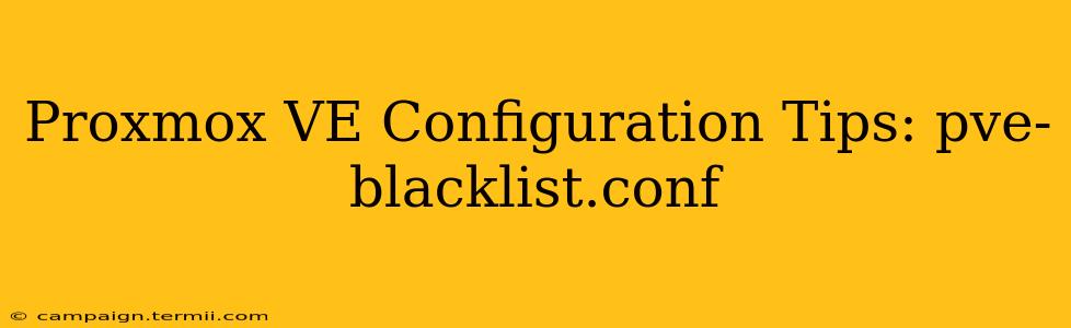 Proxmox VE Configuration Tips: pve-blacklist.conf