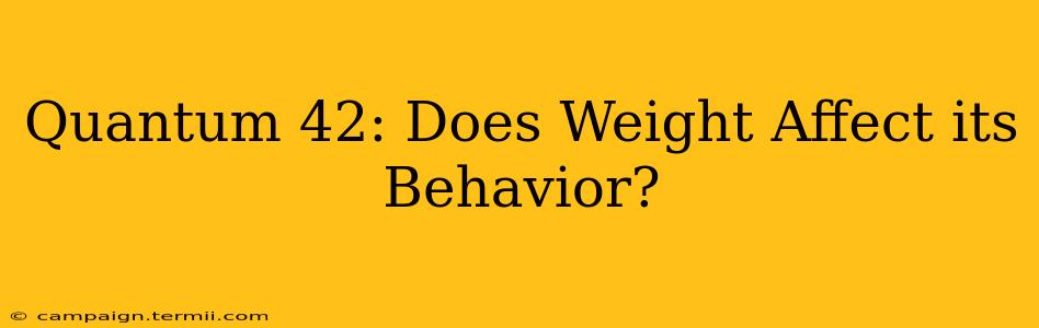 Quantum 42: Does Weight Affect its Behavior?