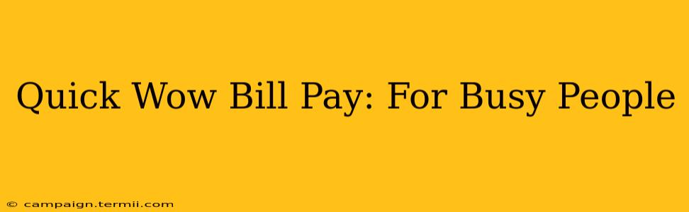 Quick Wow Bill Pay: For Busy People