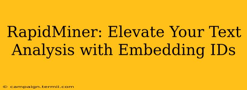 RapidMiner: Elevate Your Text Analysis with Embedding IDs