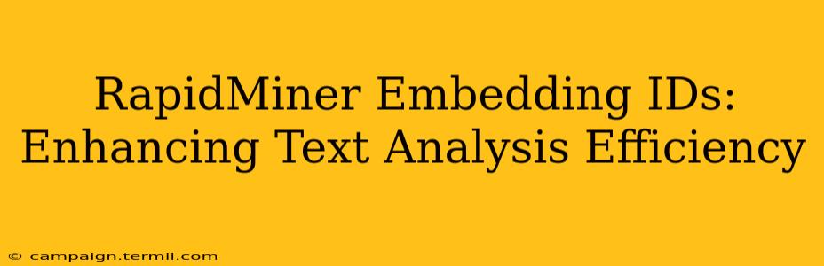 RapidMiner Embedding IDs: Enhancing Text Analysis Efficiency