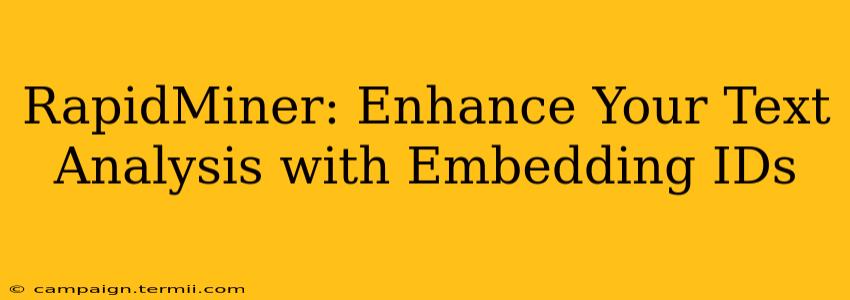 RapidMiner: Enhance Your Text Analysis with Embedding IDs