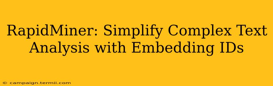 RapidMiner: Simplify Complex Text Analysis with Embedding IDs