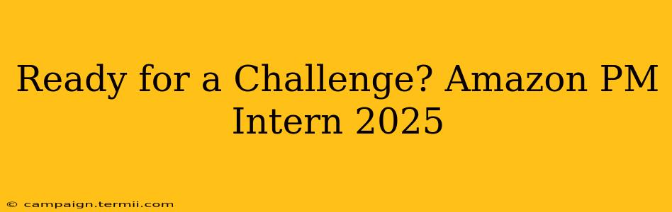 Ready for a Challenge? Amazon PM Intern 2025