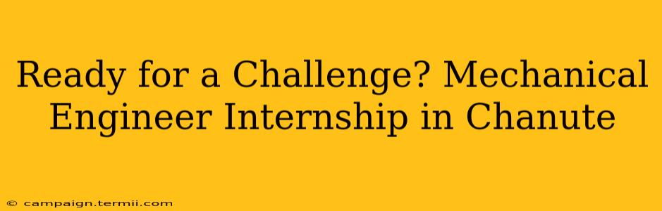 Ready for a Challenge? Mechanical Engineer Internship in Chanute