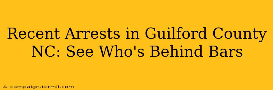 Recent Arrests in Guilford County NC: See Who's Behind Bars