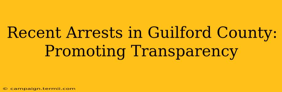 Recent Arrests in Guilford County: Promoting Transparency