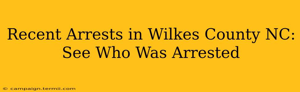 Recent Arrests in Wilkes County NC:  See Who Was Arrested