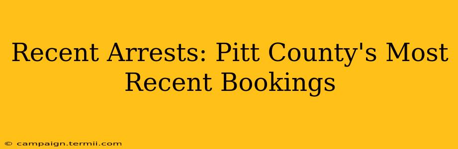 Recent Arrests: Pitt County's Most Recent Bookings