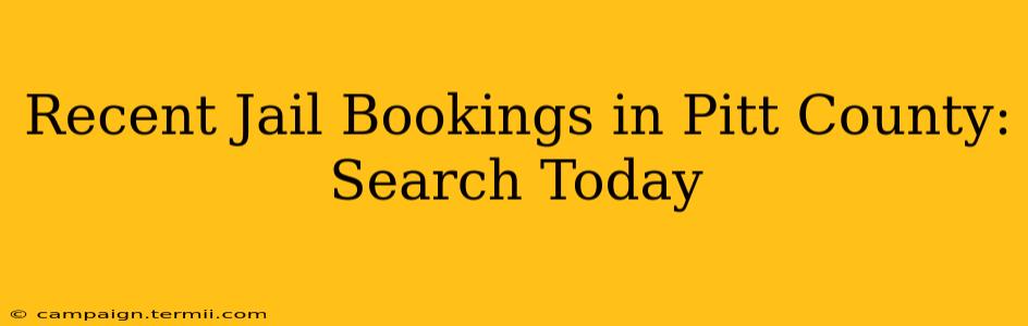 Recent Jail Bookings in Pitt County: Search Today