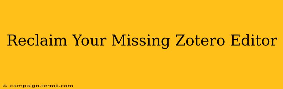 Reclaim Your Missing Zotero Editor