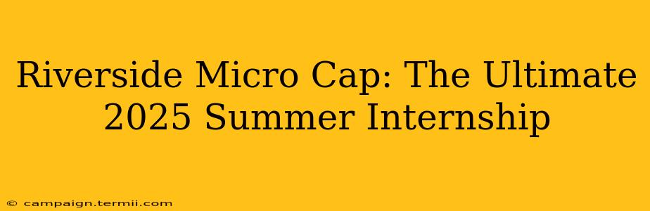 Riverside Micro Cap: The Ultimate 2025 Summer Internship