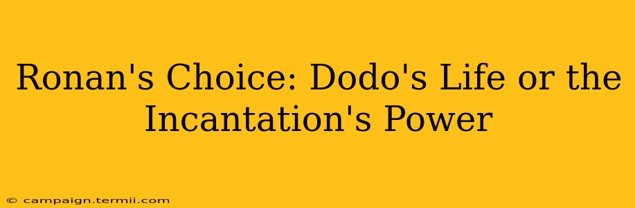 Ronan's Choice: Dodo's Life or the Incantation's Power