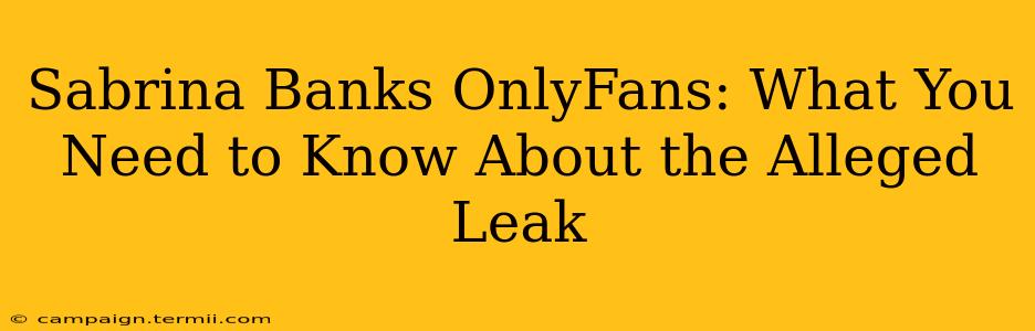 Sabrina Banks OnlyFans: What You Need to Know About the Alleged Leak