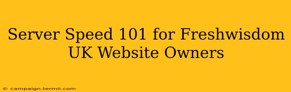 Server Speed 101 for Freshwisdom UK Website Owners