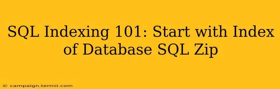 SQL Indexing 101: Start with Index of Database SQL Zip