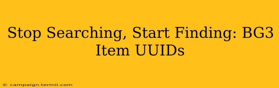 Stop Searching, Start Finding: BG3 Item UUIDs