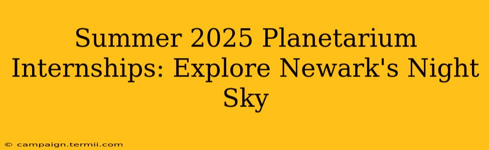 Summer 2025 Planetarium Internships: Explore Newark's Night Sky