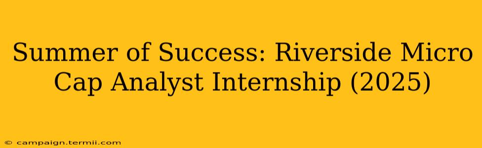 Summer of Success: Riverside Micro Cap Analyst Internship (2025)