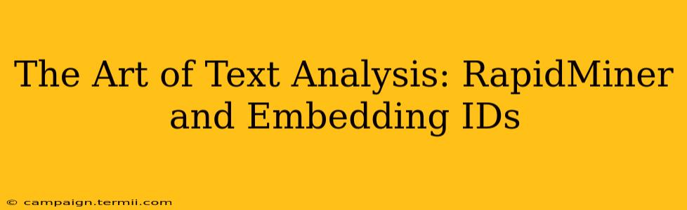 The Art of Text Analysis: RapidMiner and Embedding IDs