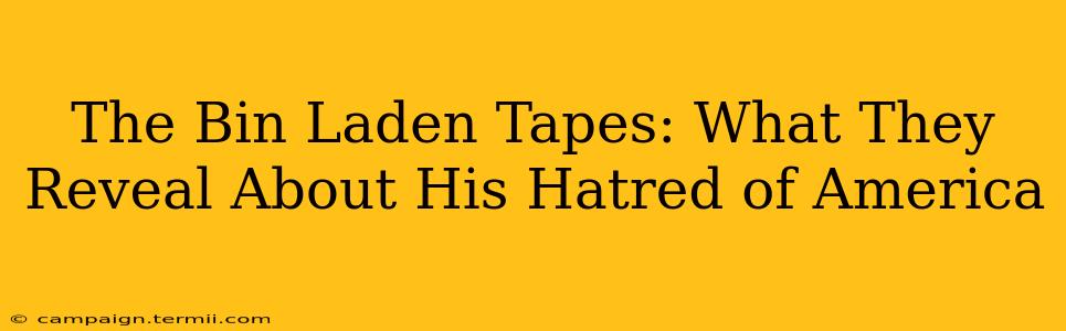 The Bin Laden Tapes: What They Reveal About His Hatred of America