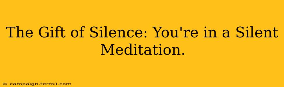 The Gift of Silence: You're in a Silent Meditation.