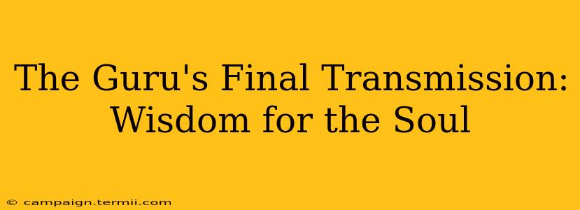 The Guru's Final Transmission: Wisdom for the Soul