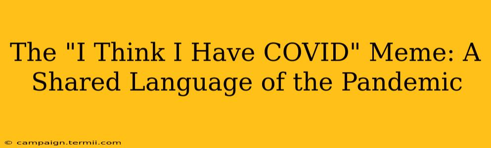 The "I Think I Have COVID" Meme: A Shared Language of the Pandemic