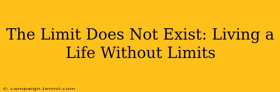 The Limit Does Not Exist: Living a Life Without Limits