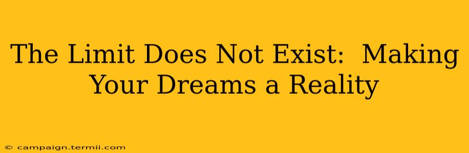 The Limit Does Not Exist:  Making Your Dreams a Reality