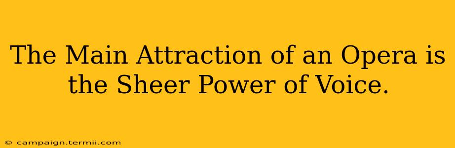 The Main Attraction of an Opera is the Sheer Power of Voice.