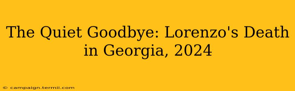 The Quiet Goodbye: Lorenzo's Death in Georgia, 2024