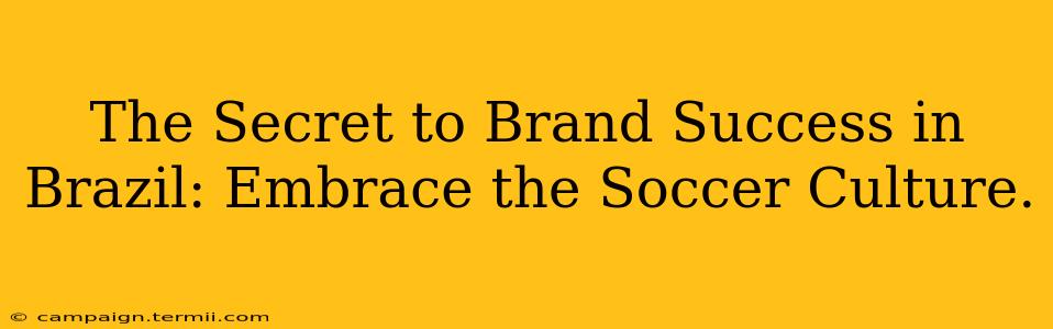 The Secret to Brand Success in Brazil: Embrace the Soccer Culture.