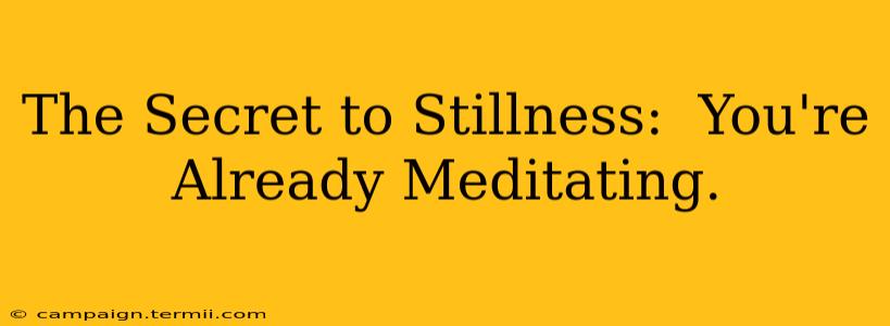 The Secret to Stillness:  You're Already Meditating.