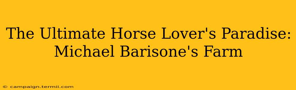 The Ultimate Horse Lover's Paradise: Michael Barisone's Farm