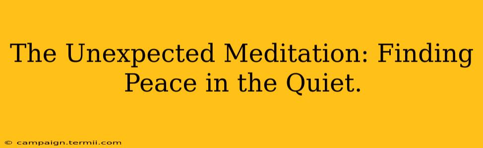 The Unexpected Meditation: Finding Peace in the Quiet.