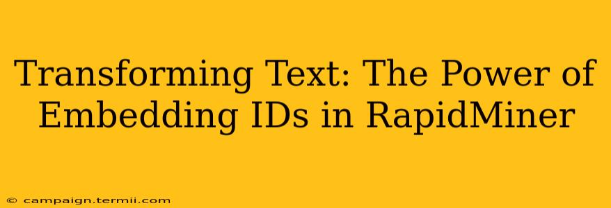 Transforming Text: The Power of Embedding IDs in RapidMiner