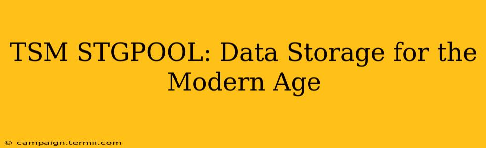 TSM STGPOOL: Data Storage for the Modern Age