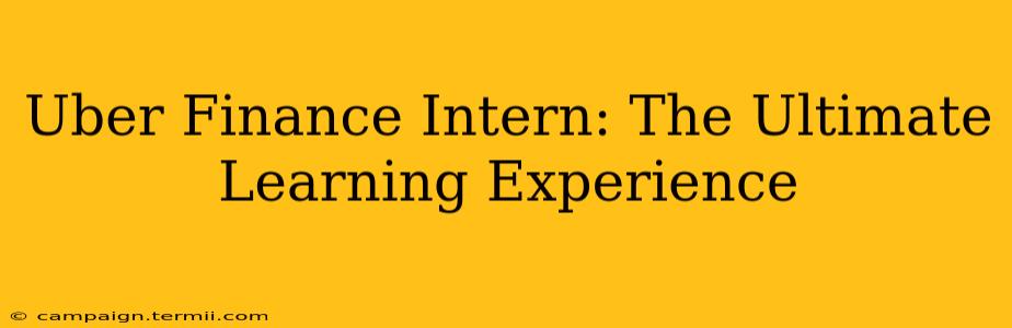 Uber Finance Intern: The Ultimate Learning Experience